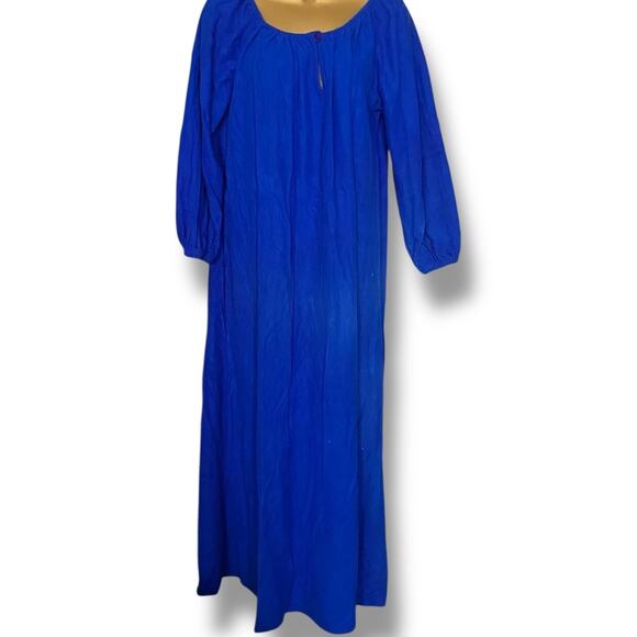 Vintage Royal Blue Fleece Nightgown w/ Pockets – Cozy & Bold XL/2XL - Picture 7 of 7